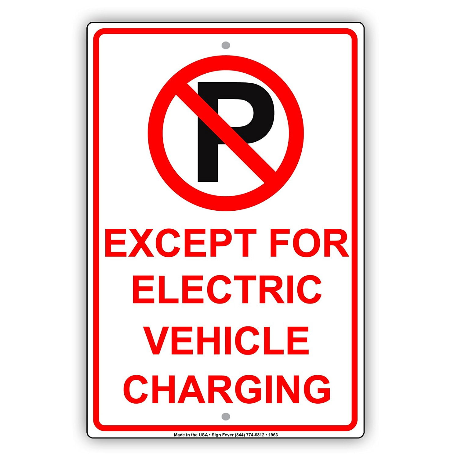 No Parking Except For Electric Vehicle Charging With Graphic