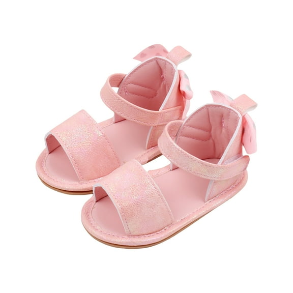 Aojekbee Baby Girl Summer Sandals Breathable Soft Non-Slip Sole Open Toe Shoes with 3D Bow Newborn Infant Shoes