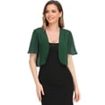 thumbnail image 3 of Bolero Para Mujer, Cárdigans Recortados De Manga Corta Transparentes Con Frente Abierto De Gasa Suave Para Vestido De Noche (Verde Oscuro S), 3 of 5