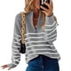 thumbnail image 5 of Suéter de cuello alto europeo y americano de otoño e invierno con rayas de colores a juego, suéter de manga larga con cremallera superior para mujer, 5 of 5