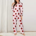 thumbnail image 2 of KLL Strawberry Print Women's Long Sleeve Pajamas with Pants Sleepwear Loungewear 2 Set-X-Large, 2 of 7