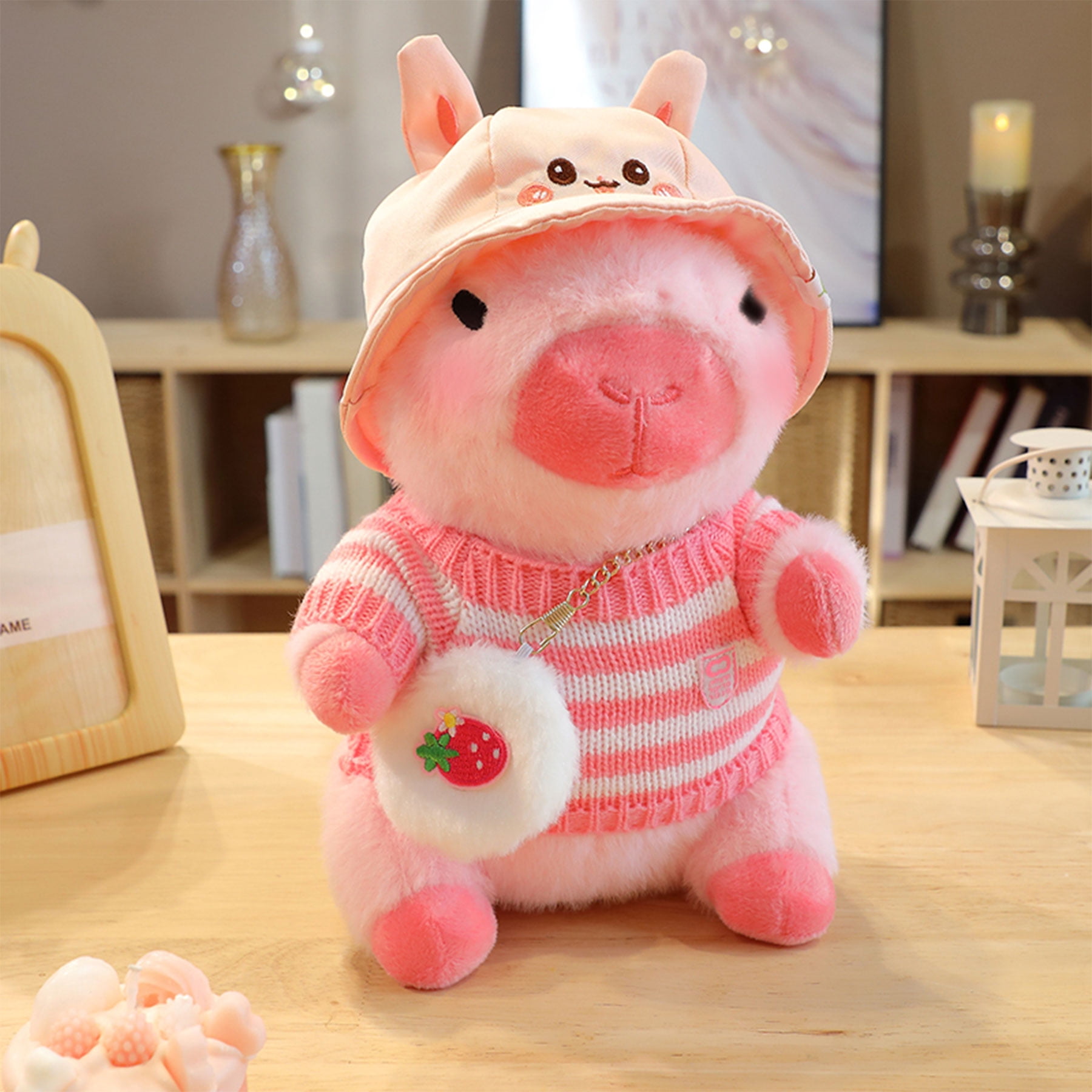 Capybara Plush with 9 pcs Clothes & Accessories, 10.2 in Cute Capybara Stuffed Animal Plush Toys, Dress Up Cute Plushies for Girls/Boys