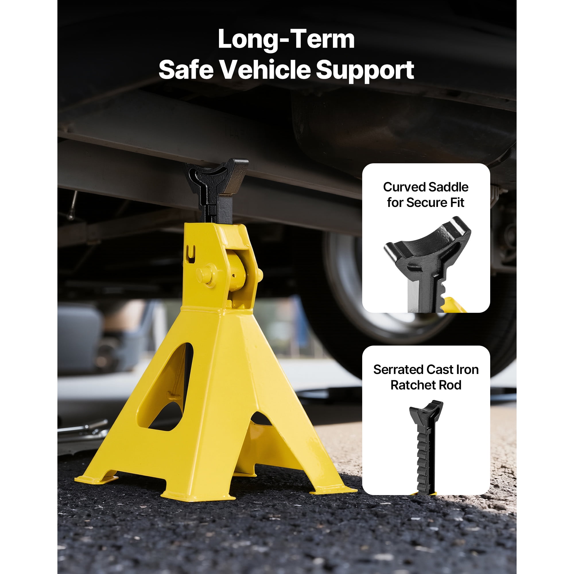 KFFKFF Low Profile Floor Jack, 2 Ton Capacity, Steel Hydraulic Racing Jack with Stands, Single Piston Quick Lift Pump, Trolley Car Lift for Compact SUVs, Lifting Range 5.1-12.2 Inches