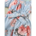 thumbnail image 4 of Infant Newborn Baby Girl Clothes Floral Printed Short Sleeved Round Neck Jumpsuit Bowknot Baby Clothes for Girls, 4 of 5