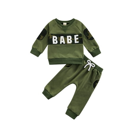 

Babe Newborn Infant Baby Boy Clothes Set Cotton Letter Print Long Sleeve Sweatshirts Tops Pants Fall Winter Outfit 2PCS