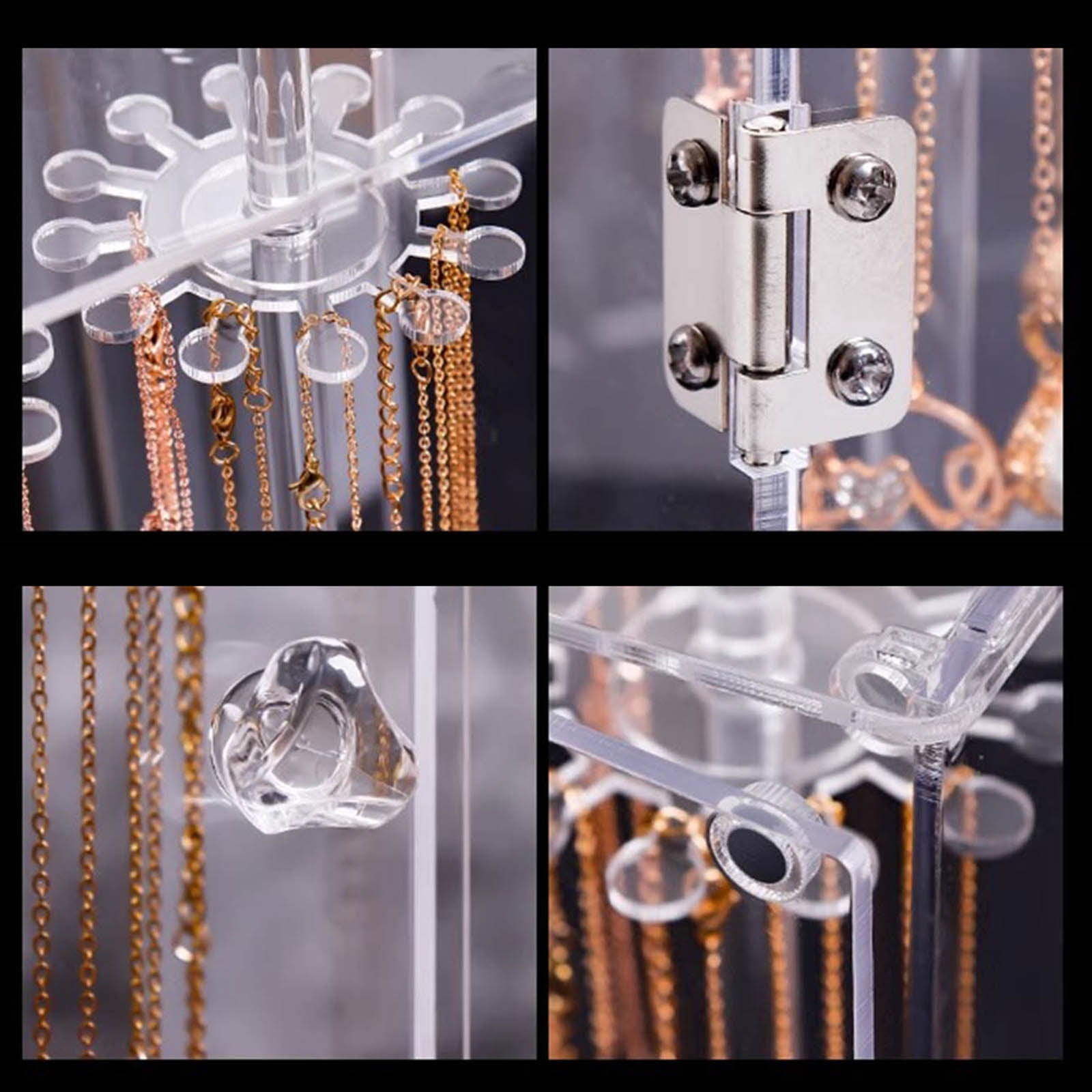 Bracelet Necklace Display Stand Clear Acrylic Hanging Jewelry Holder Dustproof Jewelry Organizer Desktop Storage Box