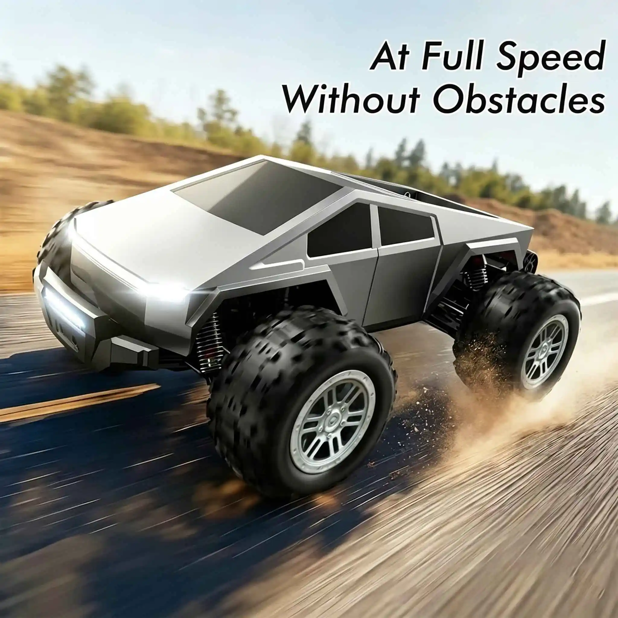 Amphibious RC Car, 1:16 Scale 4WD Waterproof Remote Control Truck, Cyber Style All-Terrain Stunt Vehicle with LED Lights