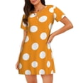 thumbnail image 1 of Disketp Orange And White Polka Dot para Camisón Corto de Manga Corta para Mujeres, Camisón Cómodo con Escote Redondo, Bonito y Confortable, 1 of 6