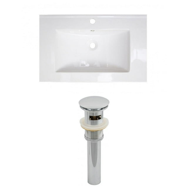 American Imaginations 35.5-in. W 3H4-in. Ceramic Top Set In White Color - Overflow Drain Incl. AI-15546