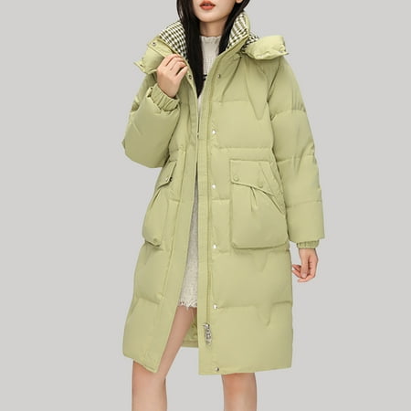 UPPADA Womens Long Puffer Jackets Hooded Winter Warm Coats Thicken Heavyweight Ski Jackets Loose Outwear with Pocekets Green xl Womens Winter Coats Winter