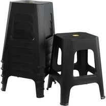6-Pack 18.9 Inch Height Portable Plastic Stools, Commercial Furniture Nesting Office and Classroom Stools, Black