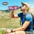 thumbnail image 6 of Yayeee 33oz Insulated Water Bottle Double Wall Stainless Steel with Flip Straw Lid, Vibrant Art Flowers, 6 of 7