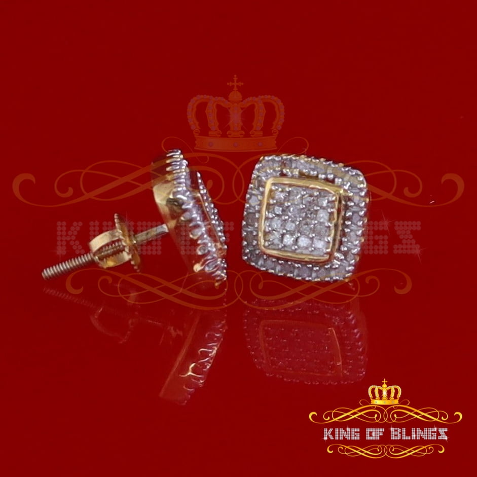 King of Bling's 0.75ct Diamond 925 Sterling Silver Hip Hop Yellow Stud Earring For Men / Women
