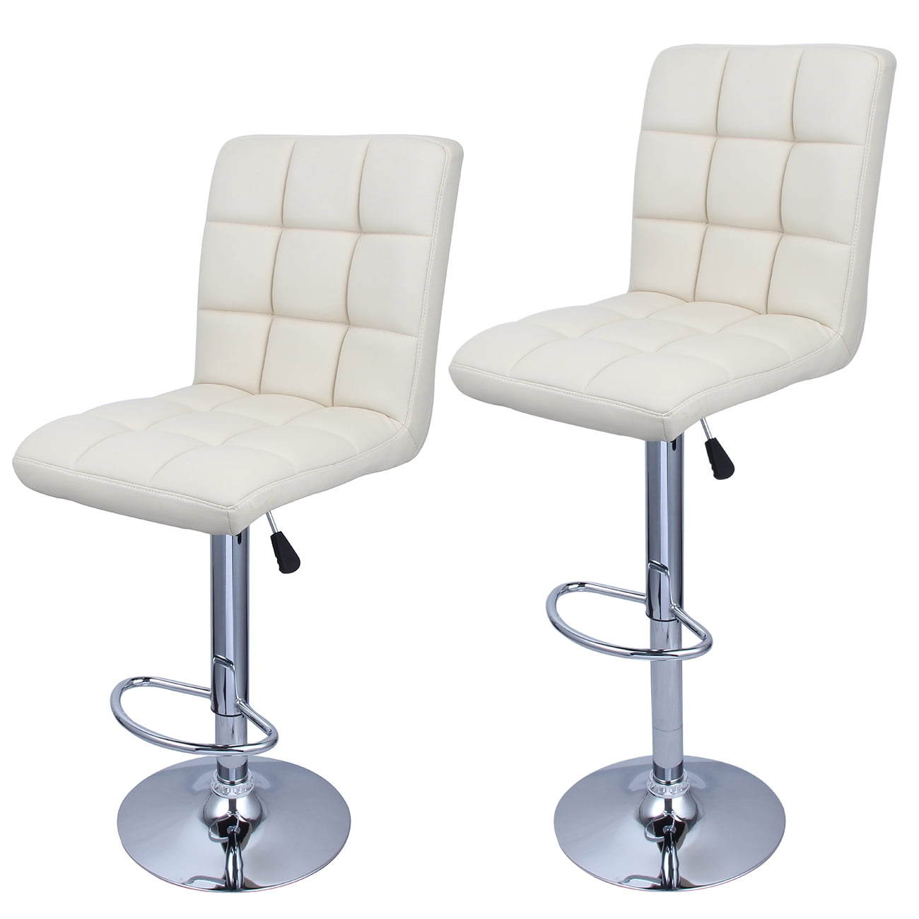 Belleze Swivel Leather Adjustable Hydraulic Bar Stool Cream Soda, Set