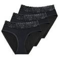 thumbnail image 1 of Bragas fisiológicas superelásticas para mujer Pretty Comy, paquete de 3, de algodón negro, antifugas, de cobertura completa para la menstruación., 1 of 8