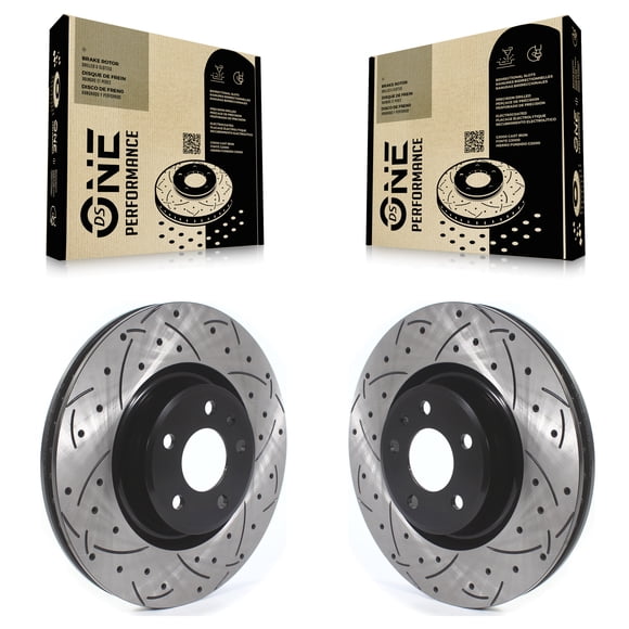 DS-One Front Coated Drilled Slotted Disc Brake Rotors Pair for Car Audi Q5 A4 Quattro A5 Sportback allroad A6 KD-100407