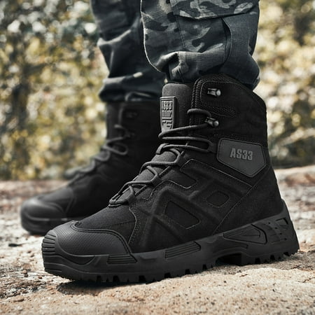 

YOUSNH Men Ankle Boots Fashionable New Pattern Simple Solid Color Thick Sole Lace up Hiking Boots All Season Casual Men s Shoe Black 10.5