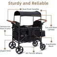 thumbnail image 6 of Stroller Wagon for 4 Kids, 4 Seater Wagon Stroller with Snack Tray, Large Storage Bag, Phone Cup Holder, Removable Canopy, Foldable Wagon Stroller 4 Seater with Adjustable Push Handles, 6 of 9