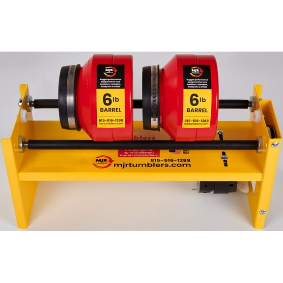 12lb, Double 6lb Barrel, Large Base Rotary Rock Tumbler MJR TUMBLERS Winner Best High End Unit 2019, 20 & 2021