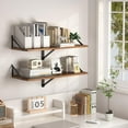 thumbnail image 2 of Rustic Floating Shelves for Wall W x D Wood Deep Wall Shelves Set of Wide Floating Bookshelf for Living Room Kitchen Office Bedroom Storage & Decoration wi, 2 of 8