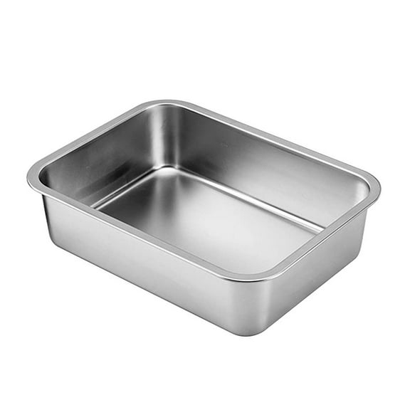 for Cat Litter Pan for Older Cats Stainless Steel Rabbit Litter Box Small Non Stick Smooth Surface Never Rust 14x10x4 In