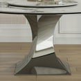 thumbnail image 4 of 59" Round Sintered Stone Dining Table with Black Titanium Stainless Steel Hourglass Base - Modern Marble-Look Table for 4-6, Scratch & Heat Resistant Surface, 4 of 9
