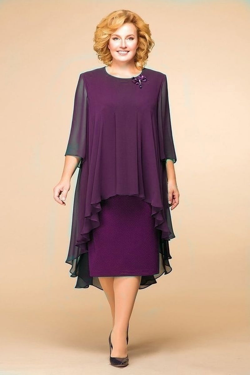 Women's Plus Size Chiffon Flowy Double Layers Dress