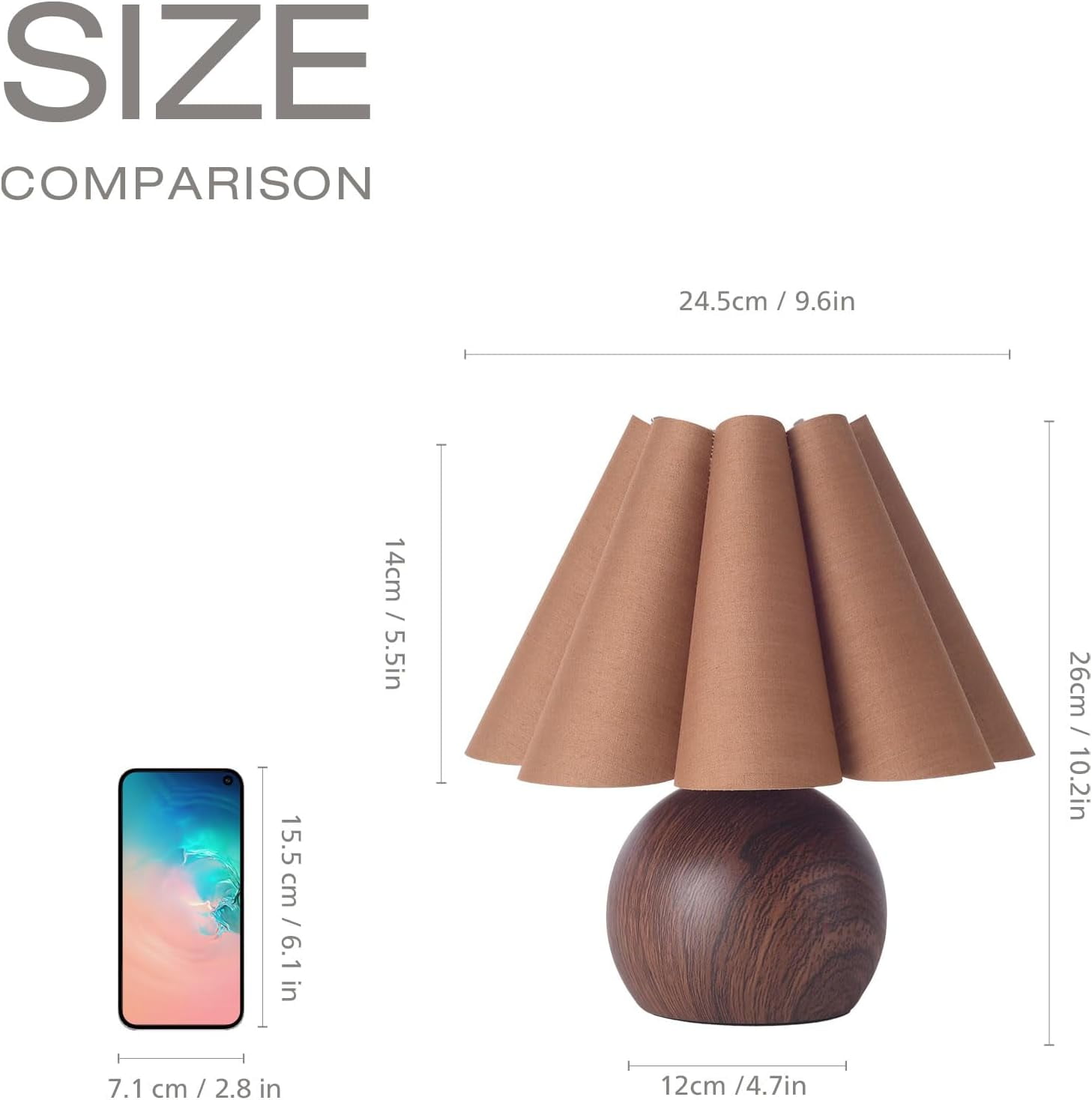 KUNJOULAM Cute Small Table Lamp, Modern Bedside Nightstand Lamp with Coffee Fabric Lampshade, Metal Base for Bedroom Home Office Decor (Without Bulb)