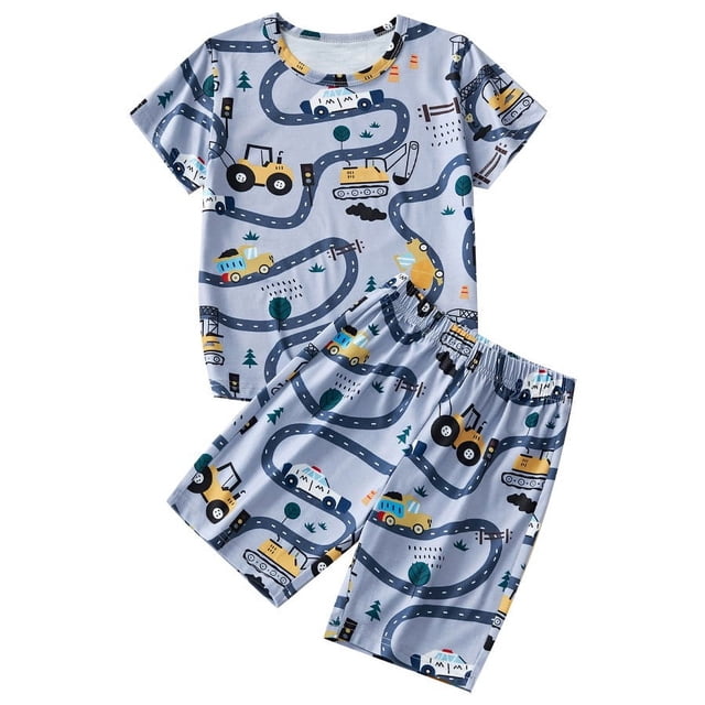 Ensemble de Pyjamas pour Filles, Col Rond, Confort Doux, Mode, Pyjamas Preppy pour Filles, Vêtements pour Enfants de 6-7 Ans