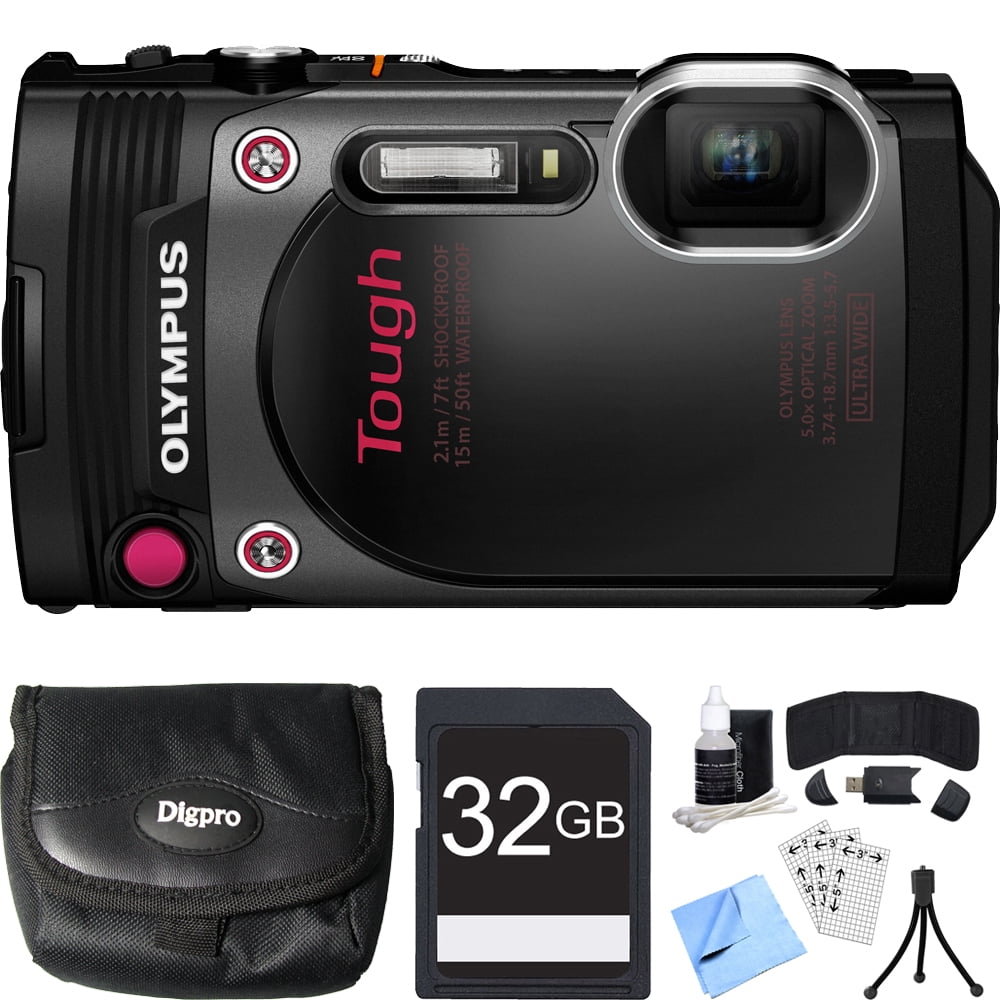 Olympus TG870 Tough Waterproof 16MP Black Digital Camera 32GB SDHC