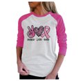 thumbnail image 1 of Pink Glitter Ribbon Womens Tee Breast Cancer Awareness 3/4 Women Sleeve Baseball Jersey Shirt Glitter Raglan Heather Pink/Heather White X-Large, 1 of 2