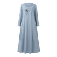 thumbnail image 4 of Pisexur Robe d'Automne pour Femme 2023 Robe en Coton et Lin à Manches Longues, Ligne A et Évasée, Maxi Longue, 4 of 5