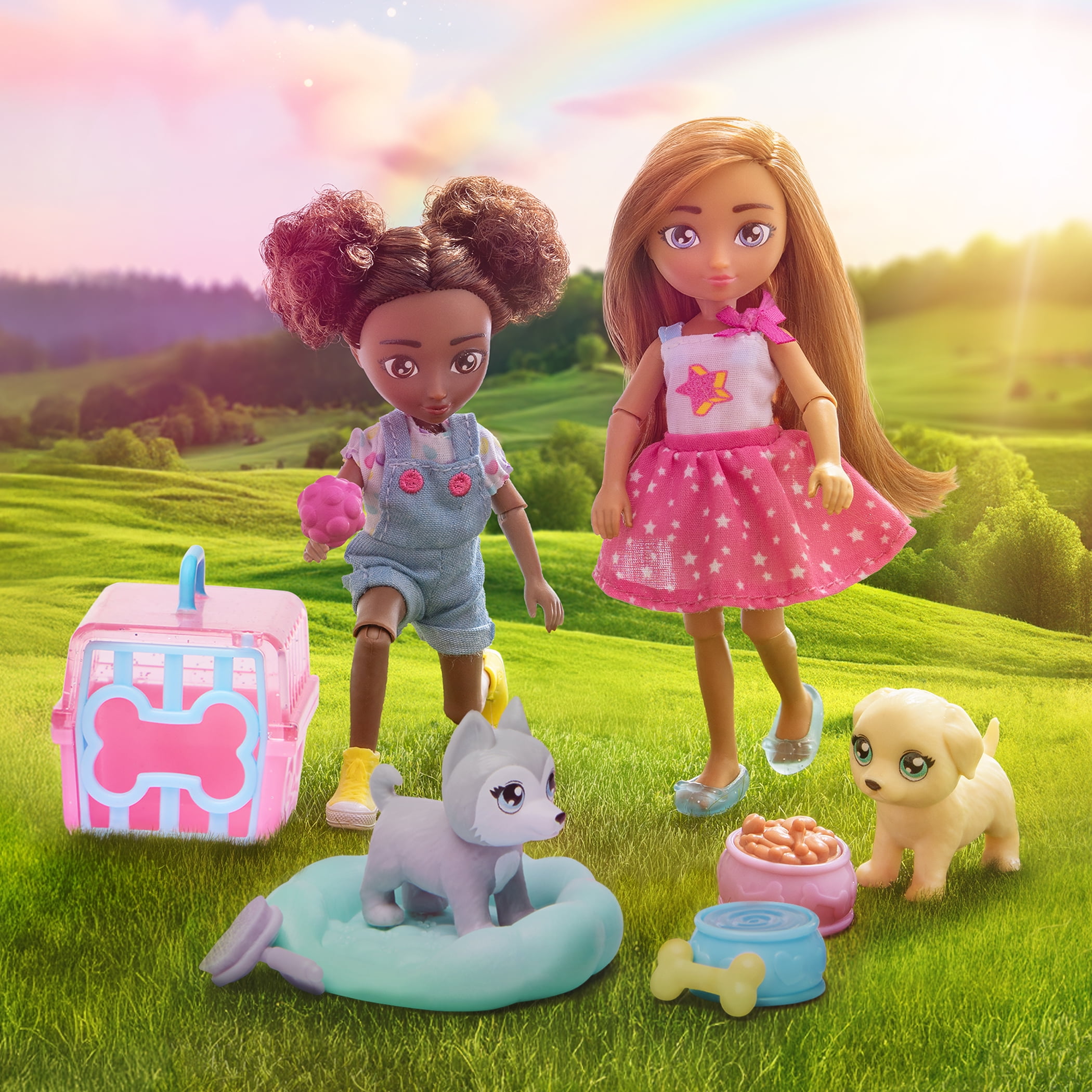 Hey Bestie Isa & Evie 18 Piece Set of 2 (5.5-inch) Mini Dolls with