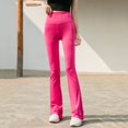 thumbnail image 4 of Women Fashion Solid Color High Waisted Yoga Pants Casual Slightly Flared Trousers, 4 of 7