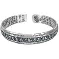 thumbnail image 1 of 1 pulsera de plata, pulsera plateada para mujer, novedad, pulsera de plata con encanto de loto y mantra de Buda zen, pulseras de plata de la amistad, mejor amiga, 1 of 3