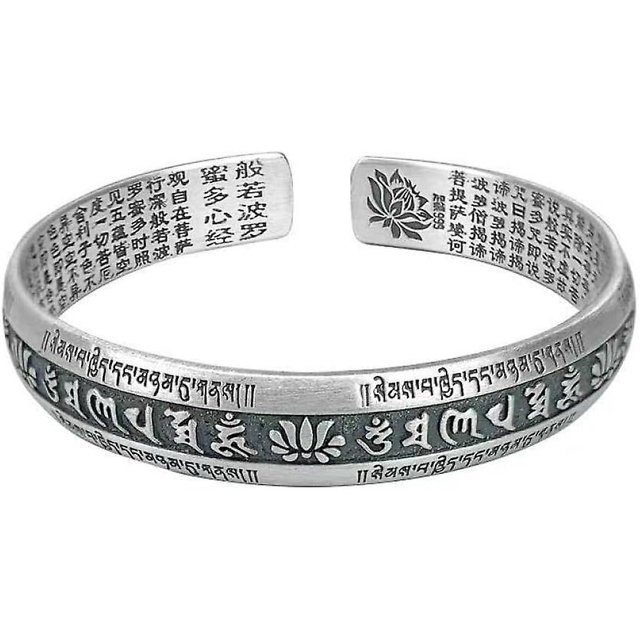 1 pulsera de plata, pulsera plateada para mujer, novedad, pulsera de plata con encanto de loto y mantra de Buda zen, pulseras de plata de la amistad, mejor amiga