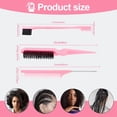 thumbnail image 2 of 3 Pcs Slick Back Hair Brush Set with 1 Pcs Edge Brush 1 Pcs Bristle Hair Brush 1 Pcs Rat Tail Comb, Teasing Brush for Smoothing Baby Hair & Flyaways - Pink, 2 of 5