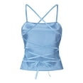 thumbnail image 4 of outfmvch tank top for women imitated silk fabric lace up backless crop slim fit party club crop tops for women, 4 of 8