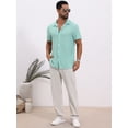 thumbnail image 2 of DARING DIVA Men's Casual Knitted Hollow Out Short Sleeve Shirt XL Light Blue, 2 of 7