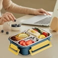 thumbnail image 5 of Miogawg Bento Box Adult Lunch Box, Stainless Steel Lunch Box, 3 Grid Portable Leakproof Box, Food Storage Container, Good Sealing Performance, Includes Spoons And Chopsticks, 5 of 7