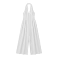 thumbnail image 6 of Purcolt Women's Sleeveless Halter Neck Jumpsuits One Piece Wide Leg Long Pants Romper Zipper Front Pleated Beach Vacation Outfits with Pockets, 6 of 7