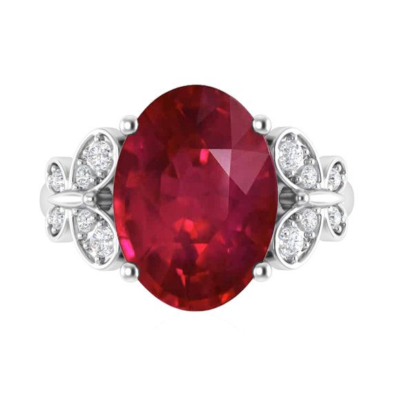 Sterling Silver with Ruby and White Topaz Solitaire Ring