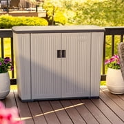 Suncast Backyard Oasis 130 Gallon Outdoor Storage Basic Unit, Dove Gray