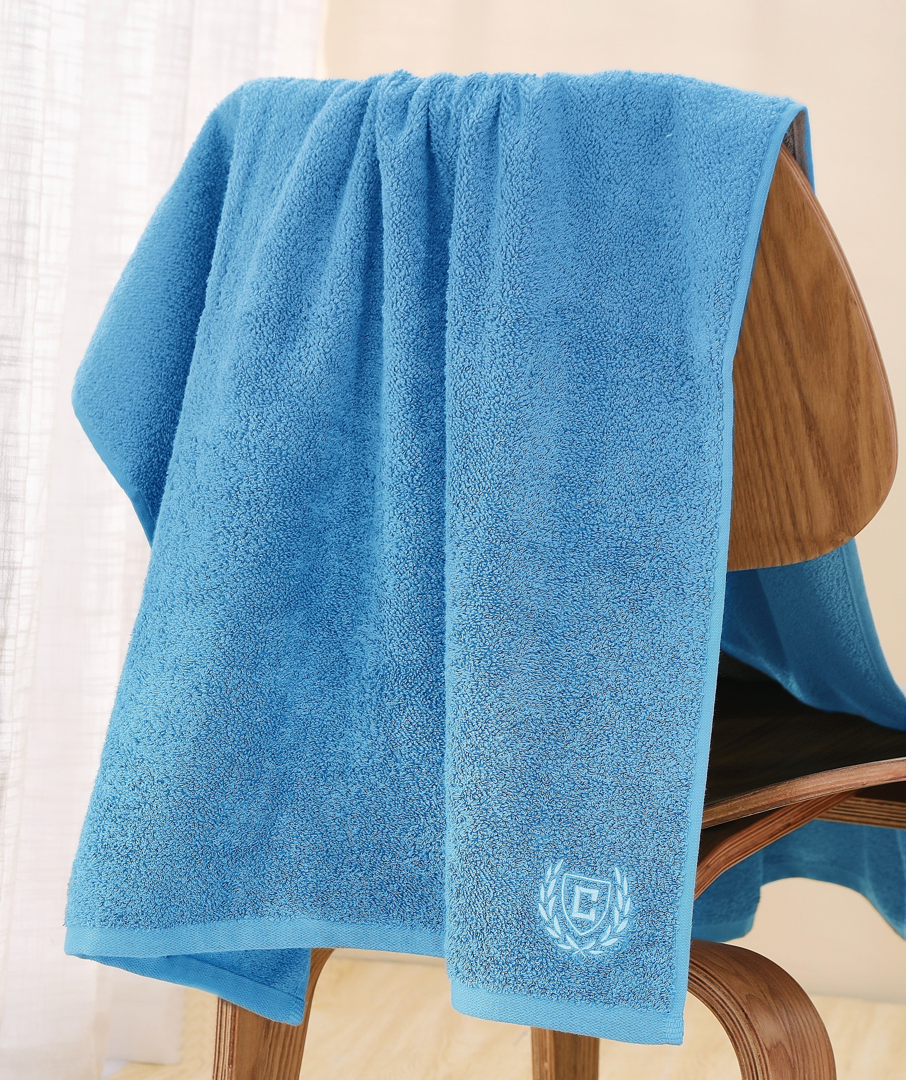 Chaps Bath Towels 6-Piece Sets for Bathroom - Ring Spun Cotton Towel Set - Blue