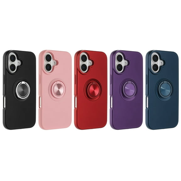 For iPhone 17 Phone Case, Slim Fit Ring Kickstand Shock Resistant Phone Case for iPhone 17 Black