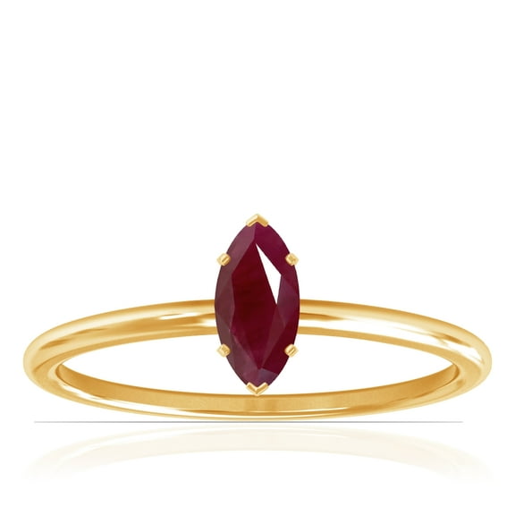 GemsNY July Birthstone - Dainty Marquise Four Prong Ruby Solitaire Ring For Women (Grade - A | 0.70cts.)