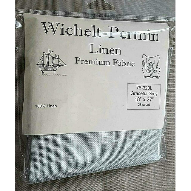 Wichelt Permin Tissu en Lin Premium Point de Croix 18 Pouces x 27 Pouces Gris Gracieux 28 Unités