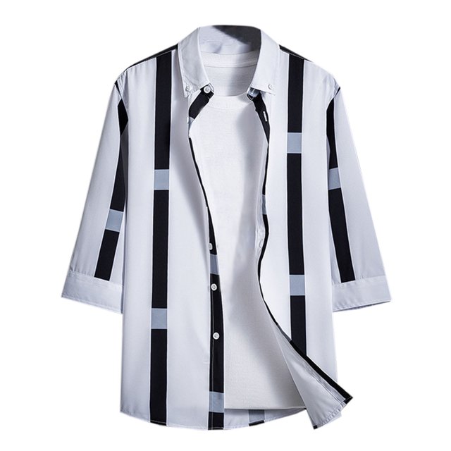 Birdeem Chemises pour Hommes Chemise Formelle à Imprimé Coloré Col Rabattu Chemise à Manches Courtes Col Rabattu Chemise