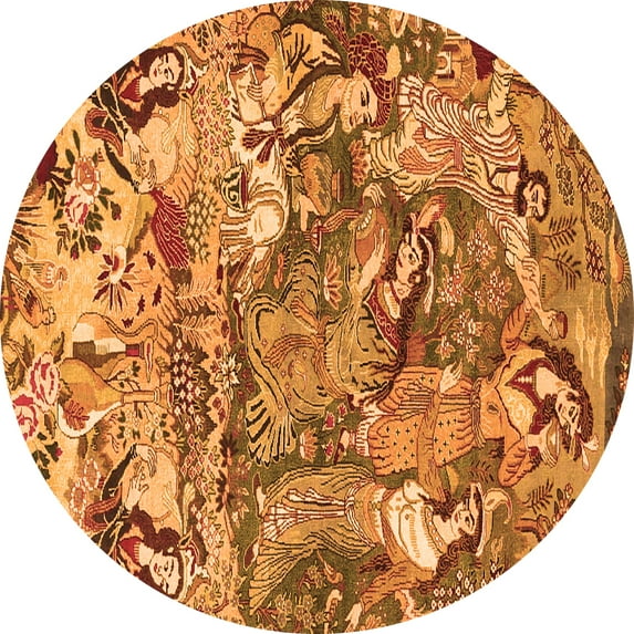 Ahgly Company Indoor Round Animal Orange Traditional Area Rugs, 4' Round