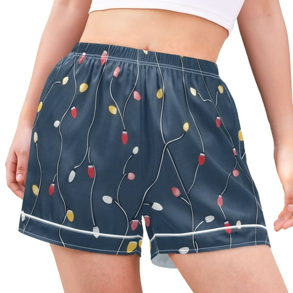 joogoo Women's Pajama Lounge Shorts Christmas Lights Bottoms Sleep Short S